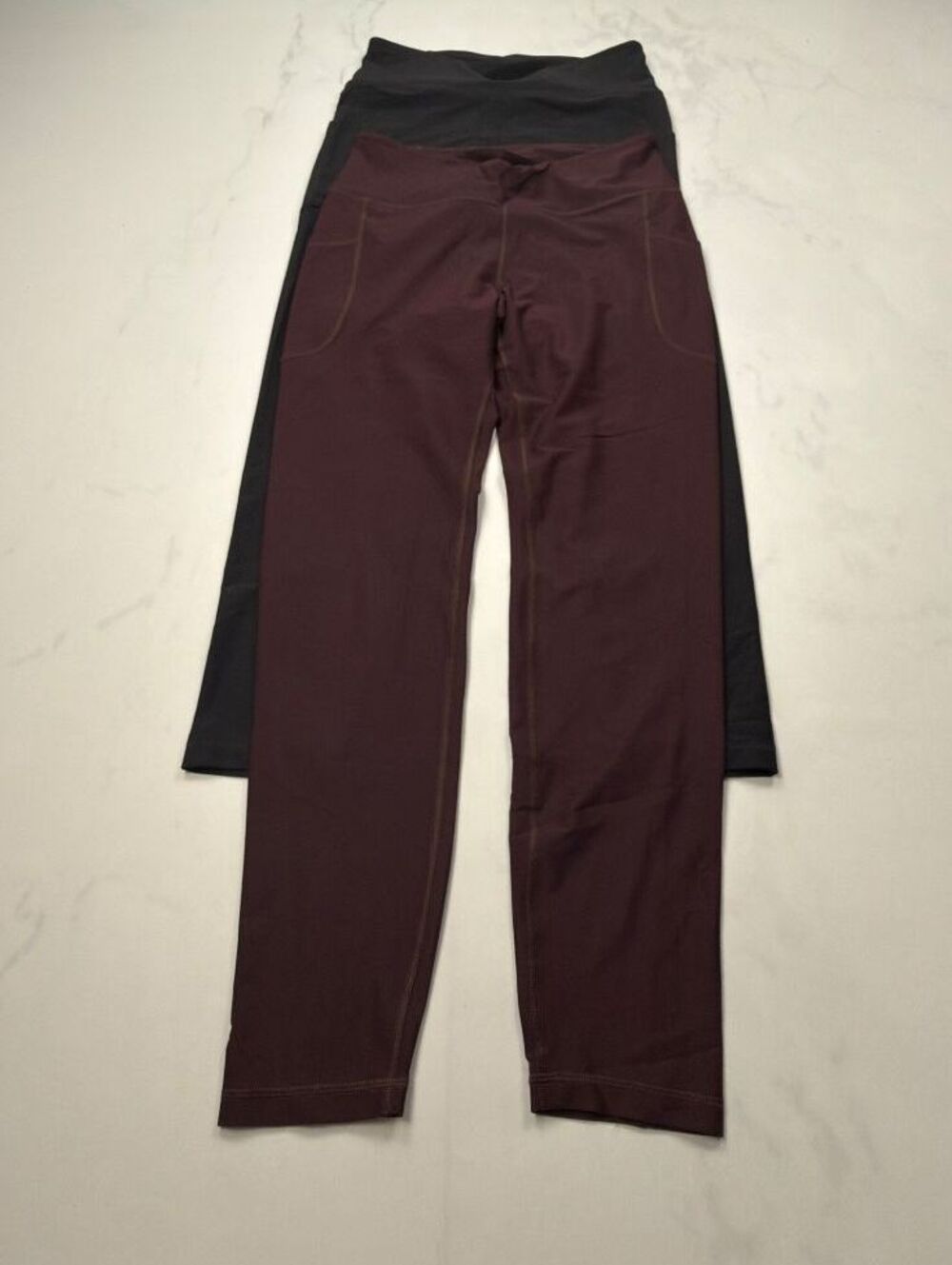 Old Navy Active Leggings Burgundy Black 2010s Slim Fit Lot of 2 - Womens L